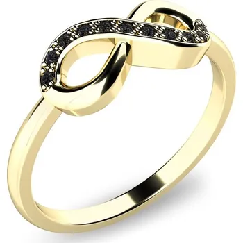Prsten Dámský prsten přírodní diamant 0.050 ct černé brilianty zežlutého - infinity 140007ZL-DIA-Black velikost 62