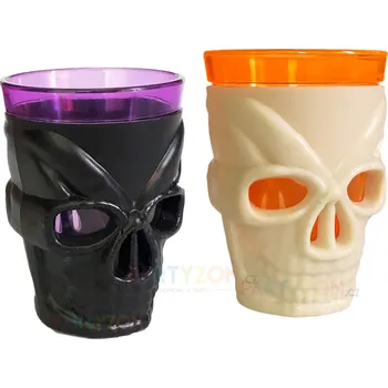 Karnevalový doplněk Malý svítící panák na pití Lebka