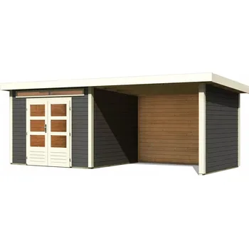 Zahrada Dřevěný domek KARIBU KANDERN 6 + přístavek 320 cm včetně zadní a boční stěny (9242) terragrau LG3619