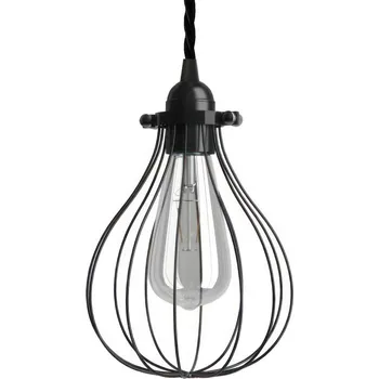 creative cables Závěsná lampa s textilním kabelem, stínidlovým rámem kapka a kovovými detaily Barva: Černá