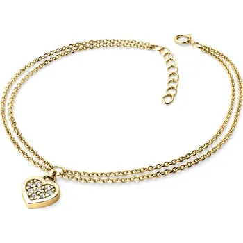 Módní doplněk Dámský náramek přírodní diamant 0.096 ct G/SI žluté zlato se srdíčkem 10881-NR02-ZL délka 17 cm