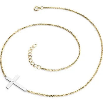 Náhrdelník Dámský náhrdelník přírodní diamant 0.006 ct G/SI křížem 10947-NH01-ZLB délka 42 cm