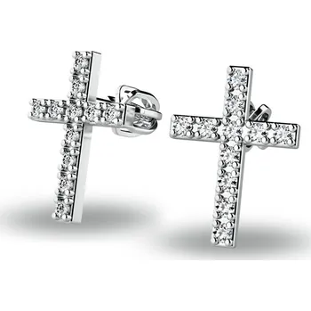 Náušnice Dámské náušnice bílé zlato 585/1000 přírodní diamant 0.120 ct G/SI - křížek s brilianty 140018-B-DIA