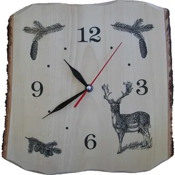 Hodiny Dřevo Novák Hodiny Daněk - deska s kůrou 30x30 cm barva lípa
