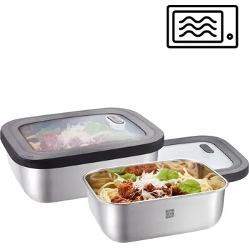 Dóza na potraviny Sada potravinových boxů PROVIDO, hranatá, 2-dílná, kontrola čerstvosti apka-GEFU (Sada nádob na uskladnění potravin PROVIDO, 2 kusy, obdélníkové, 1300ml + 2600ml, kontrola čerstvosti a zásoby přes aplikaci - GEFU)