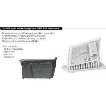 Plastikový model Eduard 1/48 Hurricane Mk.II cockpit door PRINT (ARMA HOBBY)