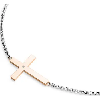 Náhrdelník Dámský náhrdelník zlato mix 585/1000 přírodní diamant 0.006 ct G/SI křížem 10947-NH01-BCV délka 45 cm