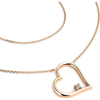 Náhrdelník Dámský náhrdelník růžové zlato 585/1000 přírodní diamant 0.027 ct G/SI srdce s briliantem - 10875-NH01-CV délka 42 cm