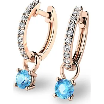 Náušnice Dámské náušnice růžové zlato 585/1000 přírodní diamant 0.45 ct G/SI briliantové s topaz 10863-CV-DIA-TPZ