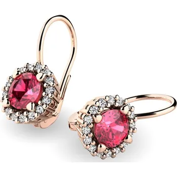 Náušnice Dámské náušnice růžové zlato 585/1000 přírodní diamant 1.00 ct G/SI 10925-CV-DIA-TUR