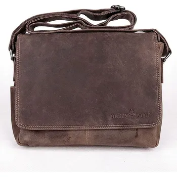 Středně velká kožená pánská crossbody taška GreenWood no. 113 khaki