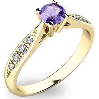 Prsten Dámský prsten žluté zlato 585/1000 přírodní diamant 0.250 ct G/SI tanzanitem a tanzanit 10745Z-TZNT velikost 57