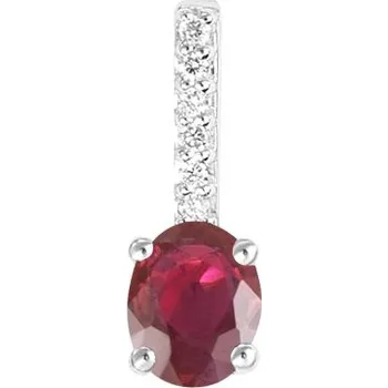 Přívěsek Dámský přívěsek bílé zlato 585/000 přírodní diamant 0.022 ct rubín GKW52423