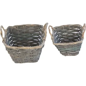 Květináč šedozelený s ušima, set 2 ks