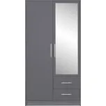 Šatní skříň SMART SRL3 se zrcadlem, antracit, 100 cm