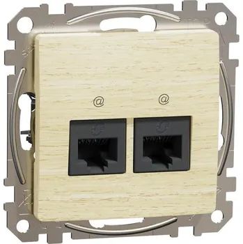Elektrická zásuvka Schneider Electric SDD180462 Sedna D/E - Datová zásuvka 2xRJ45 kat. 6 UTP, Bříza