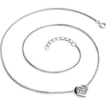 Módní doplněk Dámský náhrdelník přírodní diamant 0.176 ct G/SI srdce s brilianty bílé zlato 10877-NH01-B délka 40 cm