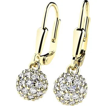 Náušnice Dámské náušnice žluté zlato 585/1000 přírodní diamant 0.572 ct G/SI visací kuličky 10971-KL-ZL-DIA