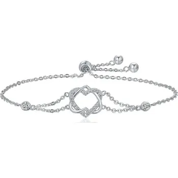 Náramek For Silver NÁRAMEK DVĚ SRDCE - STŘÍBRO 925