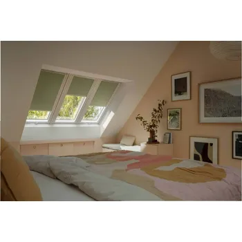 Zatemňující roleta VELUX Nature DKY - nová generace Barva rolety: Les (4901), Barva vodicí lišty: Hliník standard (S), Označení okna (ze štítku na okně): CK02 55x78 cm