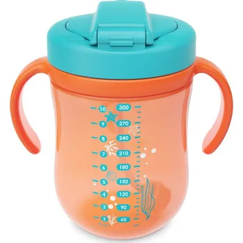 Hrneček se silikonovým brčkem 300 ml oranžový 9+m
