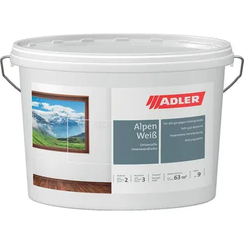 Lak na dřevo Adler Aviva Alpen-Weiß - Univerzální bílá vodou ředitelná barva na stěny v interiéru 9l