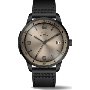 Hodinky JVD Pánské šedivé voděodolné ocelové hodinky s černým řemínkem JVD JC417.3