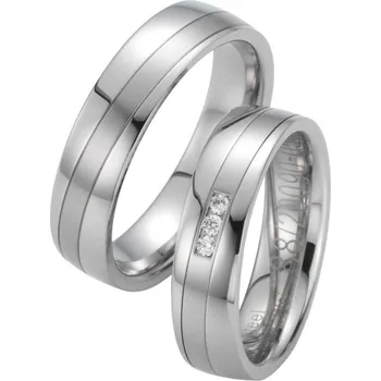 Prsten Snubní prsteny ocel přírodní diamant 0.060 ct G/SI ST20090