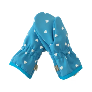 Rukavice Fantom Softshellové rukavice s FLEECEM - tyrkysové s reflexními srdíčky velikost rukavic: 3