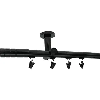 Garnýž Kovovégarnýže.cz Stropní garnýž Stord broadway 19 mm černá lesklá Varianta jednořadá nebo dvouřadá: Jednořadá, Uchycení látky: jezdec s kovovou žabkou, Délka garnýže Broadway: 600 cm