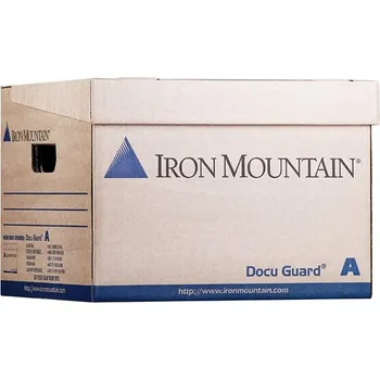 Archivační box Iron Mountain Box A, 35 × 31 × 25 cm, hnědo-modrá