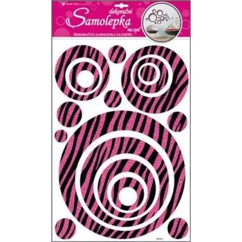 Samolepící dekorace Samolepky na zeď kruhy s růžovými glitrovými pruhy 50x32cm