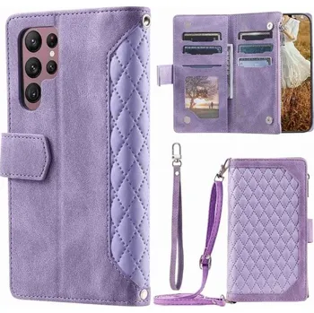 Pouzdro na mobilní telefon Pouzdro na Samsung Galaxy S22 Ultra Luxury Double Layer fialové