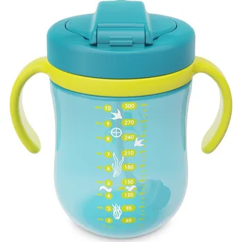 Kojenecká láhev Hrneček se silikonovým brčkem 300 ml zelený 9+m
