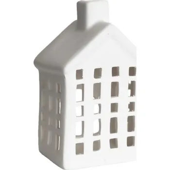 Svícen Domek na svíčku, bílý, 10,6cm