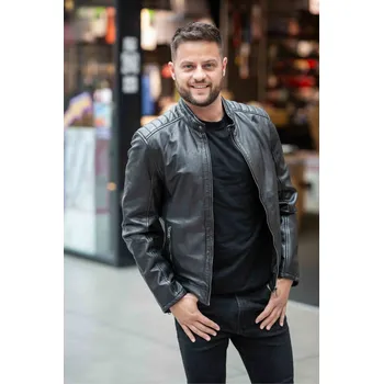 Pánská casual bunda Černá pánská kožená bunda GMBrody DB Divoký býk Velikost 5XL