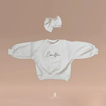 Dívčí mikina Mikina s výšivkou jména KRÉMOVÁ Velikost: 98 (2-3 roky), Varianta: S mašličkou