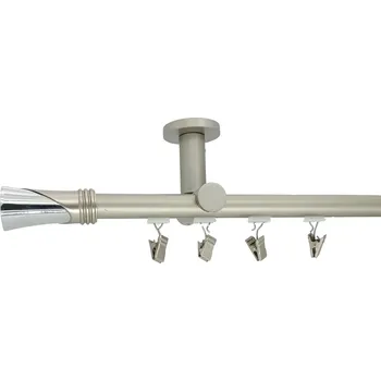 Garnýž Kovovégarnýže.cz Stropní garnýž Vega broadway 19 mm matný nikl Varianta jednořadá nebo dvouřadá: Dvouřadá, Uchycení látky: jezdec s háčkem, Délka garnýže Broadway: 320 cm