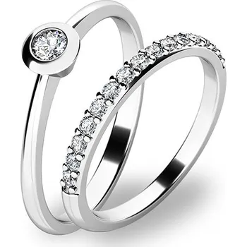 Prsten Zásnubní prsten bílé zlato 585/1000 zirkon set zásnubních 10807-SET01-BB velikost 46