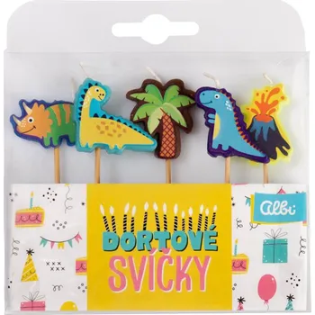 Dortová svíčka Sada dortových svíček - 5 ks - dinosauři
