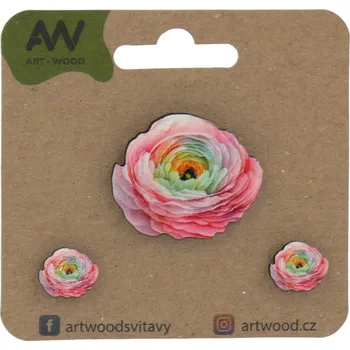 Brož art-wood.cz Dřevěná brož + náušnice - Pryskyřník