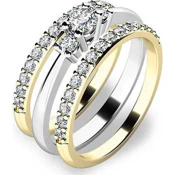 Prsten Zásnubní prsten zlato mix 585/1000 zirkon set zásnubních 10843-SET02-BZ velikost 52