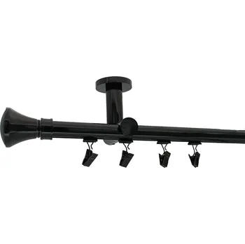 Garnýž Kovovégarnýže.cz Stropní garnýž Colosseo broadway 19 mm černá lesklá Varianta jednořadá nebo dvouřadá: Jednořadá, Uchycení látky: jezdec s háčkem, Délka garnýže Broadway: 480 cm