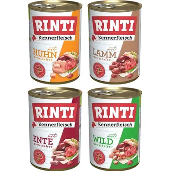 Krmivo pro psa Rinti Kennerfleisch Mix jehněčího, kuřecího, kachního masa a zvěřiny, 24× 400 g