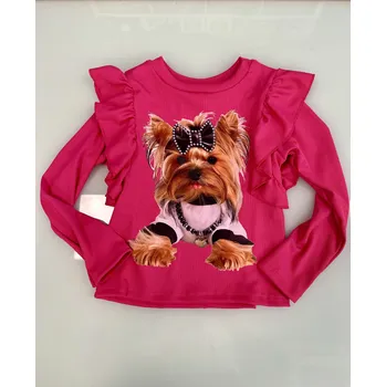 made in Italy Triko s volánem a psem 23267 růžové Rozměr: 158