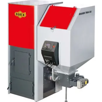 Kotel Automatický kotel ocelový ROJEK TKA BIO 45, P, s násypkou 300l, retortový hořák, výkon 45 kW 1056004P + 3 roky záruka