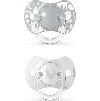 dudlíky Suavinex Dudlík z fyziologického silikonu 2 ks 0-6 m liška/stříbrný