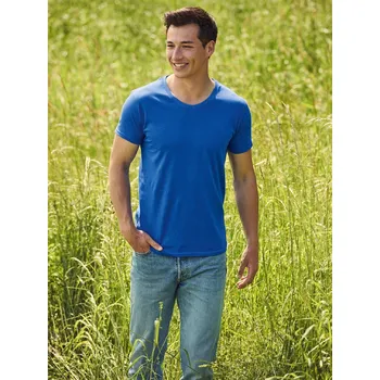 Pánské oblečení Blue Men's T-shirt Iconic V-Neck Fruit of the Loom Fruit of the Loom modrá 2467034