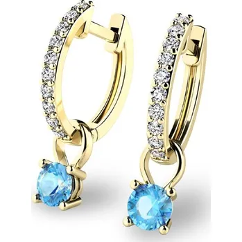 Náušnice Dámské náušnice žluté zlato 585/1000 přírodní diamant 0.45 ct G/SI briliantové s topaz 10863-ZL-DIA-TPZ