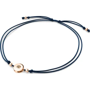 Oblečení a móda Dámský náramek růžové zlato 585/1000 přírodní diamant 0.055 ct šňůrkový kabbalah s Champagne 10911-NRS-MOD-CV-Champ délka 18 cm